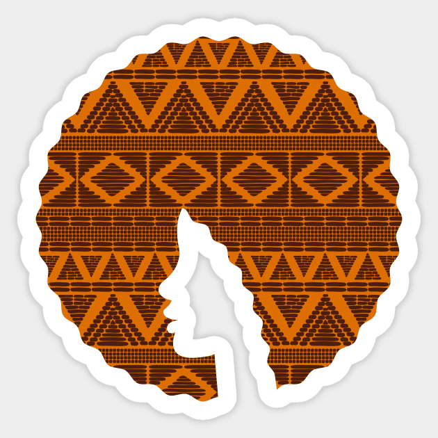 Afro Hair Woman with African Pattern, Black History Sticker by logiamerch